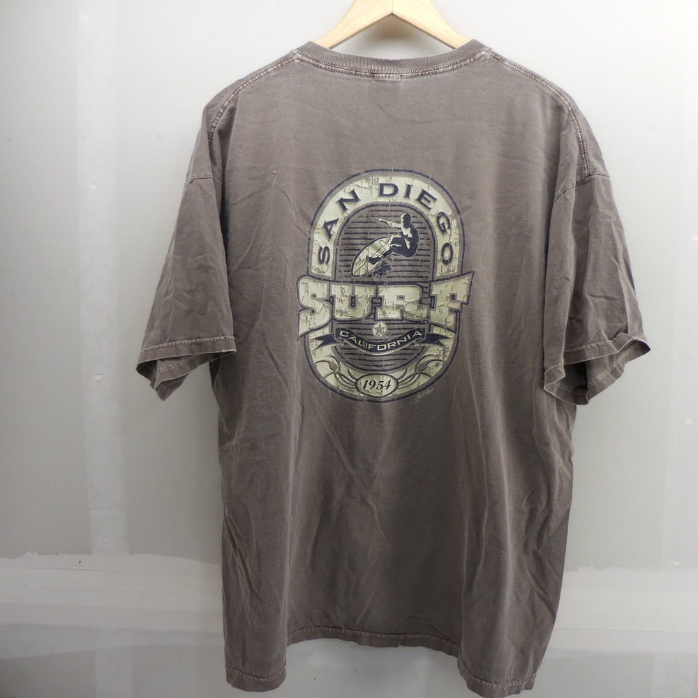 Yesterdays San Diego Surf California Graphic T-Shirt Gray XL Distressed Vintage
